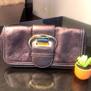 Michael Kors Cocoa pebbled leather clutch